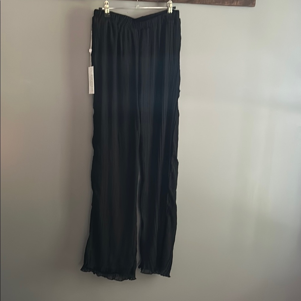 Torn by Ronny Kobo Black Wide-Leg Pleated Pants
